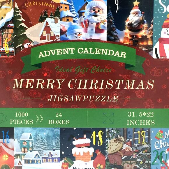 Merry Christmas Advent Calendar Holiday 1000 Jigsaw Puzzle 24 Days Boxes Sealed - Picture 4 of 4